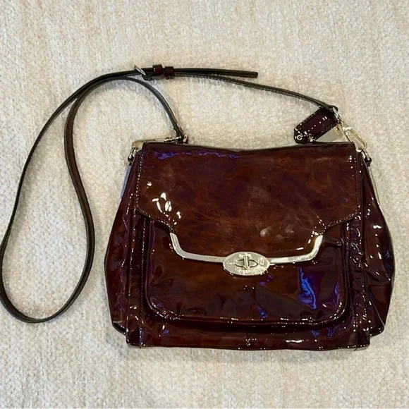 Coach Dark Brown Patent Leather Crossbody Bag - Picture 4 of 5